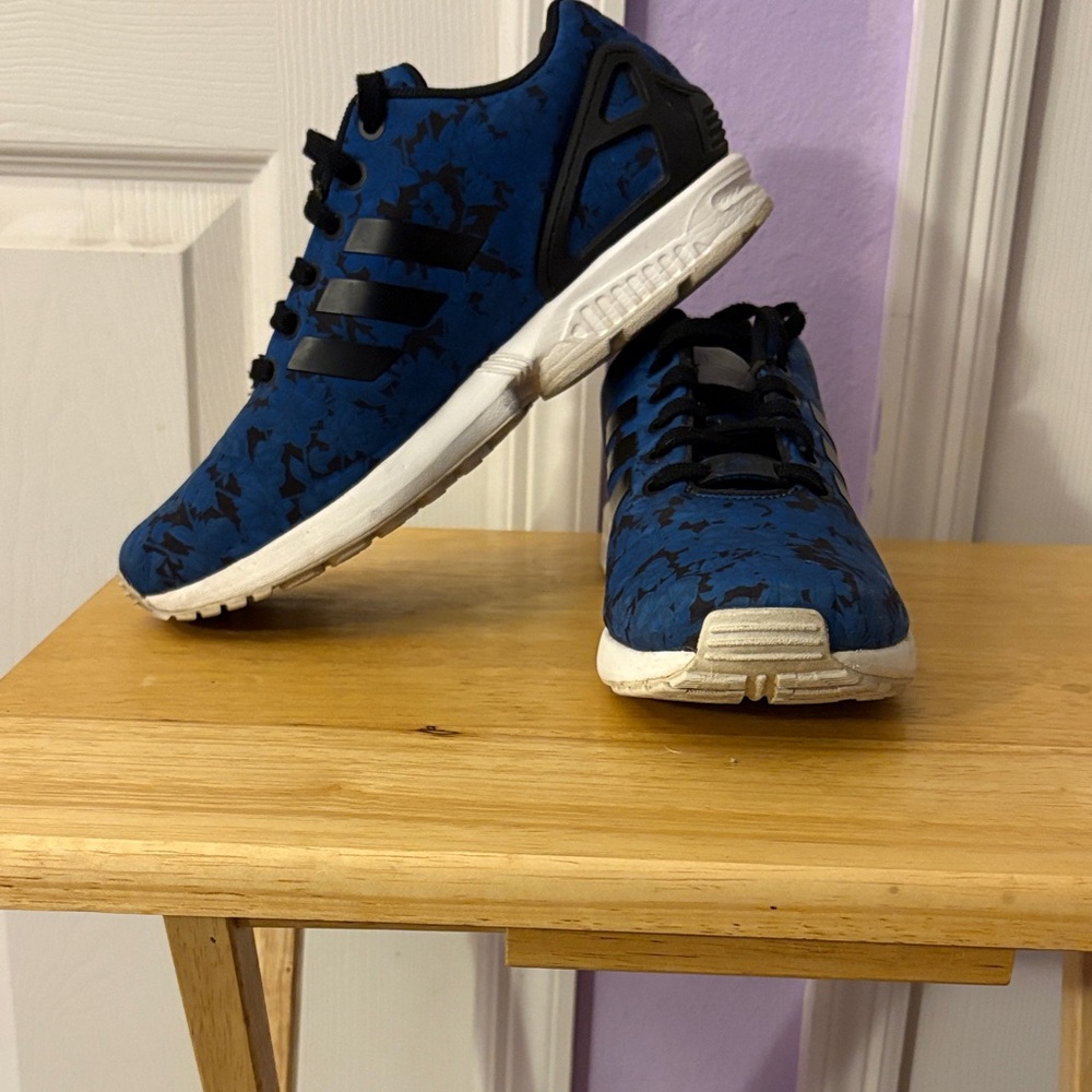 Adidas ZX Flux Navy and Black Floral Athletic Shoes